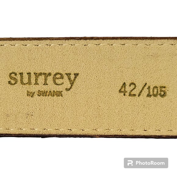 Surrey by Swank Brown Leather Split Cowhide w Belt Brass Buckle in Size 42 New - Picture 3 of 11